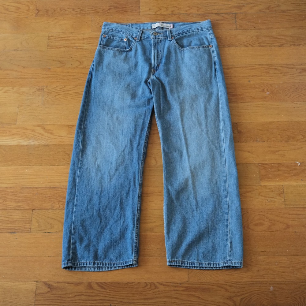 Levi 569 Loose Straight Jeans Women Blue Baggy Skater Y2K Size 16 Denim Pants